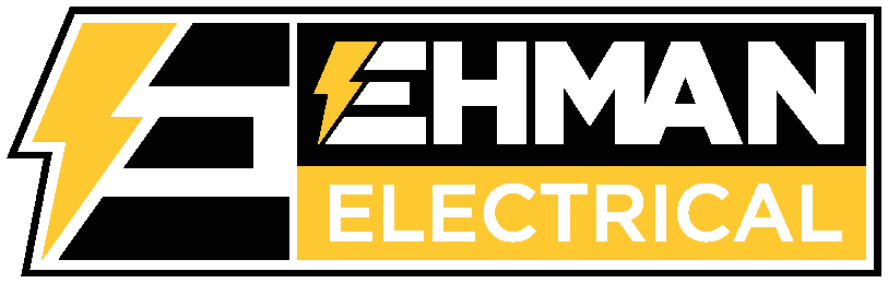 Ehman Electric logo, a gold lightning bolt with the words Ehman Electrical